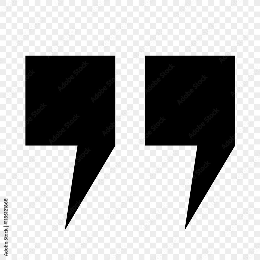 Fototapete vector icon in the form of square quotes and commas on a transparent background. the quotation mark 