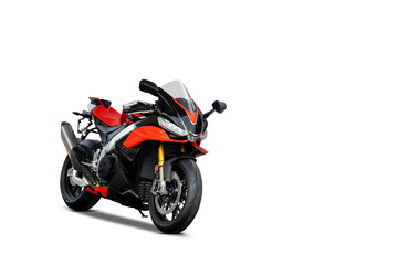 Obraz premium Red-black sport motorcycle isolated on transparent background – high performance racing bike 