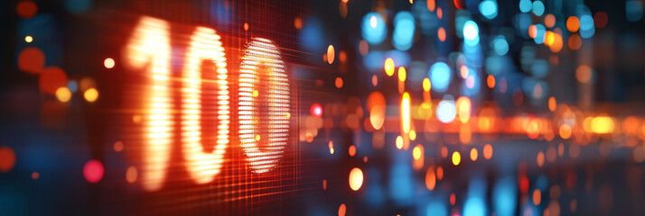 A glowing sports event countdown icon linked to ticket sales, representing online platforms for event marketing.  