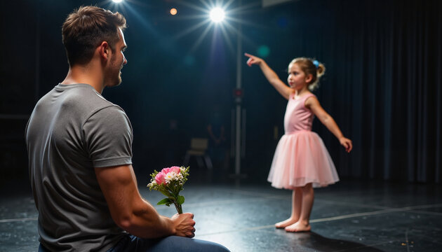 Young dancer captivates audience with graceful performance during a joyful recital at a local theater