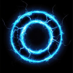 Bright Blue Electric Circle with Dynamic Lightning Effect