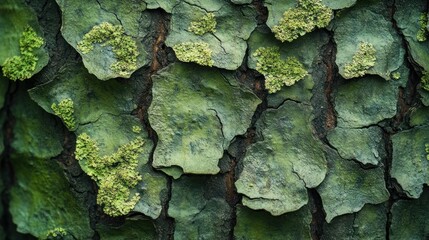 Enigmatic Forest Bark: A Symphony of Green Hues