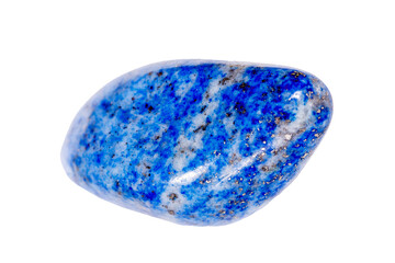 blue Lazurite mineral, stone lapis afghanistan on white background close up