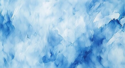 Obraz premium Abstract blue watercolor background with a light sky-blue color and white brush strokes, creating an artistic and fluid pattern.