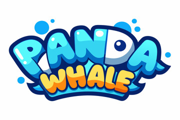 Panda Whale font banner in cartoon vector illustration (5)