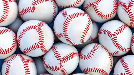 Baseball pile of many dirty baseballs.