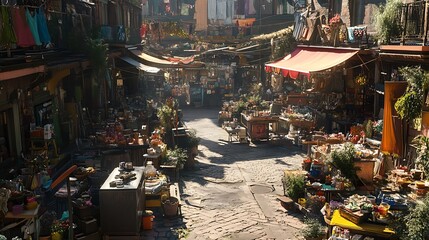 Naklejka premium Urban Mystique Illustration with Cityscapes, Neon Lights, and Mysterious Atmosphere