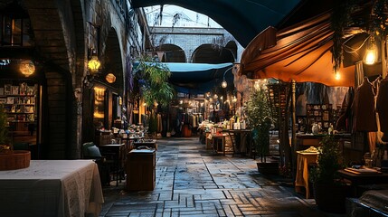 Obraz premium Urban Mystique Illustration with Cityscapes, Neon Lights, and Mysterious Atmosphere