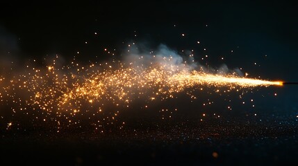 Shimmering glowing sparkler festive 2025 colorful fireworks trails against dark sky background new year concept