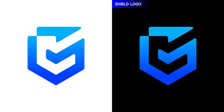 G initial logo and shield. Security, protection, guard. Icon symbol design template EPS 10.