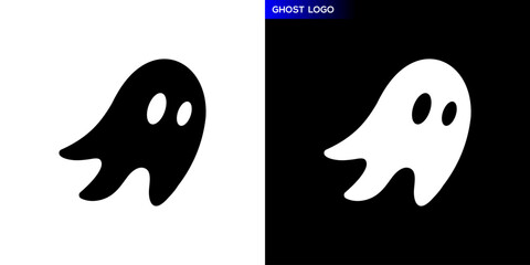 Simple ghost logo. Cute, figure, cartoon. Icon symbol design template EPS 10.