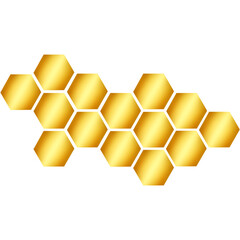 Acrylic hexagons patterns. Gold hexagon for decorative. Acrylic sticker hexagon. dynamic arrangement of hexagon patterns