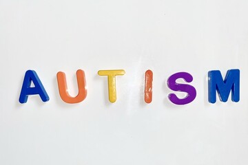 inscription «autism» on the white background 