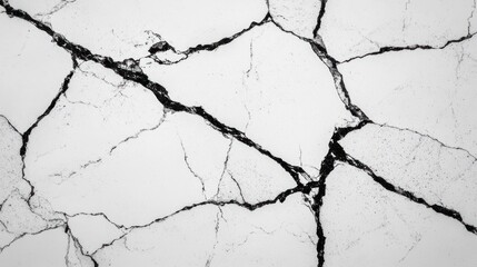 Abstract Black and White Cracked Texture: A High-Resolution Image of Fractured Surface