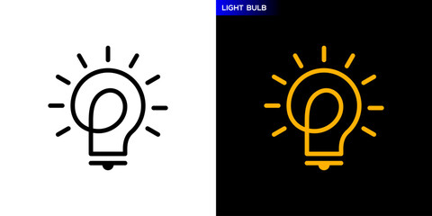 Light bulb logo with simple line style. Electric, idea, innovation, smart. Icon symbol design template EPS 10.