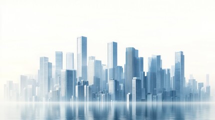Fototapeta premium Modern City Skyline Reflection: A Serene Urban Landscape