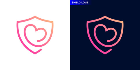 Heart shield logo. Safety, security, love, romantic. Icon symbol design template EPS 10.
