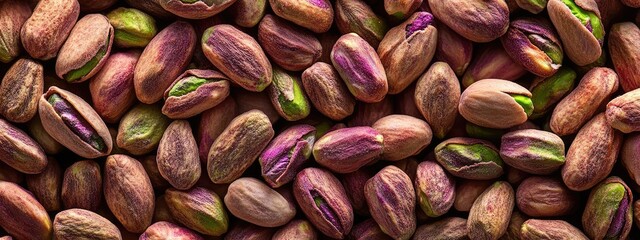 Background with bunch pistachio kernels.