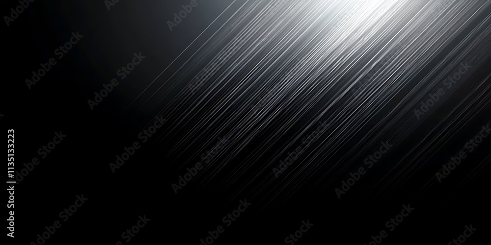 Poster black background with diagonal lines and light effects, simple design, dark gray color scheme, gener