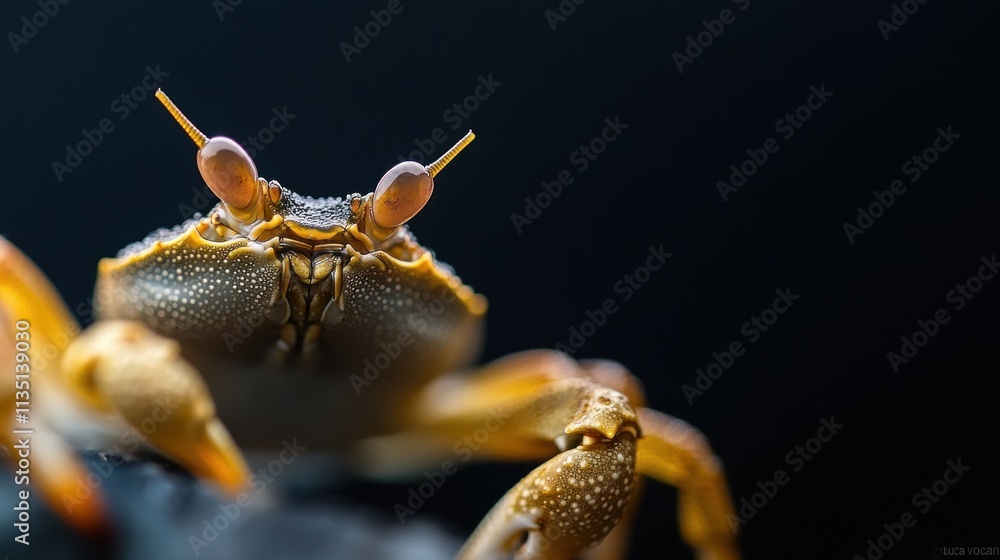 Poster close-up of a crab showcasing its unique features and texture.