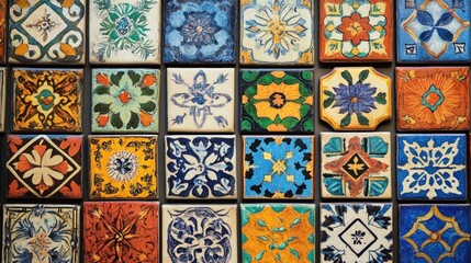 Colorful Decorative Tiles Displaying Intricate Floral Patterns