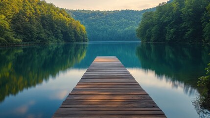 Serene Lake and Wooden Dock: A Tranquil Escape