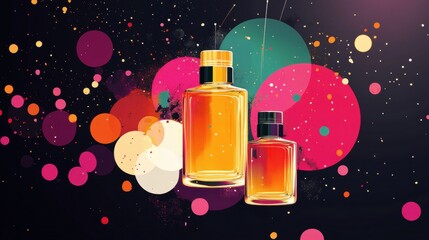 Colorful Perfume Bottles with Abstract Background Design