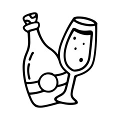 champagne bottle and glass