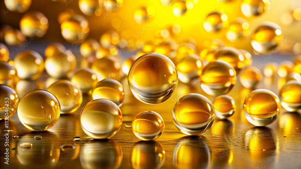 Aufkleber set of ethereal yellow drops with vivid color gradients and soft shadows, showcasing the beauty of l