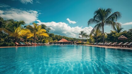 Obraz premium Tropical Paradise: Resort Poolside Relaxation