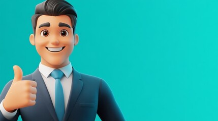 Businessman A man in a suit is giving a thumbs up