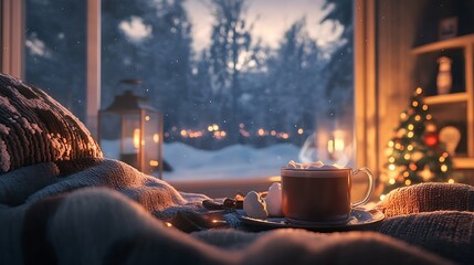 Cozy Winter Evening: Hot Chocolate by the Window