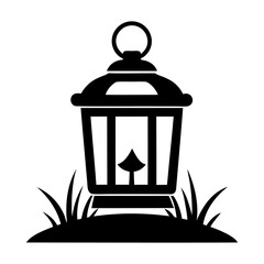 Rustic lantern in meadow grass vector icon design