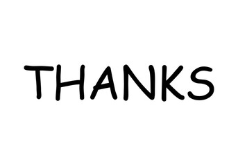 Palabra gracias en ingles en fondo blanco