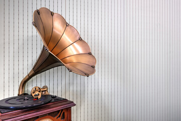 old gramophone isolated on white background