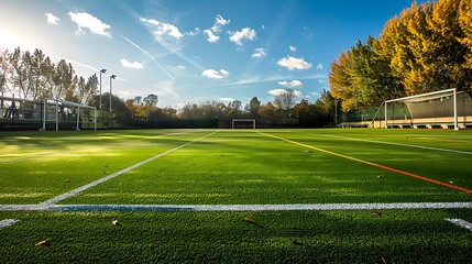 School sports field with well-marked lines and goalposts 