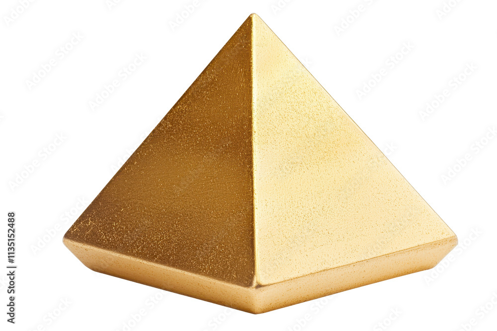 Aufkleber a shiny, golden pyramid with a smooth surface and pointed apex, reflecting light and showcasing geom