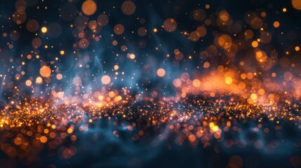 Ethereal Golden Bokeh Lights with Smoky Blue Hues