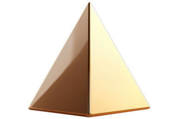 Fototapeta premium A shiny golden pyramid with smooth surfaces and sharp edges, showcasing a geometric shape.