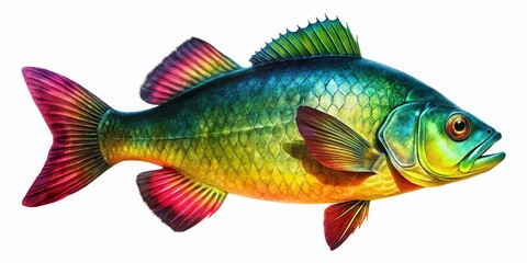 Fototapeta premium Silhouette Photography of Raw Freshwater Fish Isolated on White Background for Culinary and Educational Use in Food and Nature Photography Collections