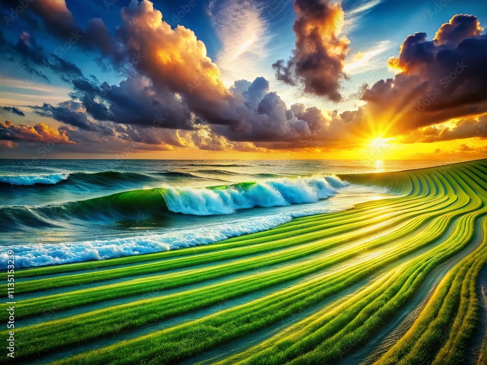 Poster simple detail photography of waved field capturing the elegance of nature's textures and patterns in