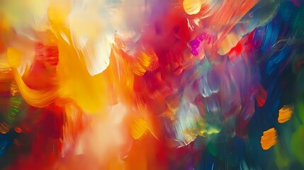 Artistic new year celebrations Abstract Background With Defocused Bokeh Lights, vibrant brushstrokes creating a lively, abstract masterpiece