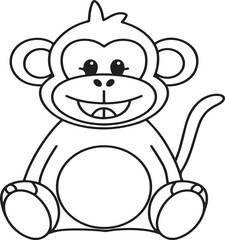 A monkey silhouette art line with vector art illustration