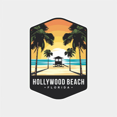 Illustration of Florida hollywood beach patch logo © ira