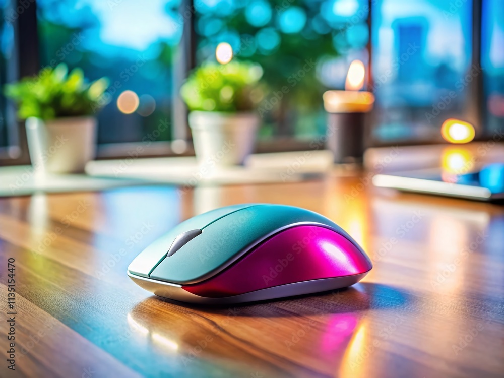 Aufkleber sleek wireless computer mouse on modern desk with copy space for tech and office usage, ideal for bl