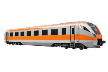 Modern Orange and Gray High Speed Train Isolated on Transparent Background