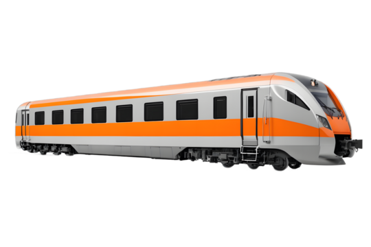 Modern Orange and Gray High Speed Train Isolated on Transparent Background