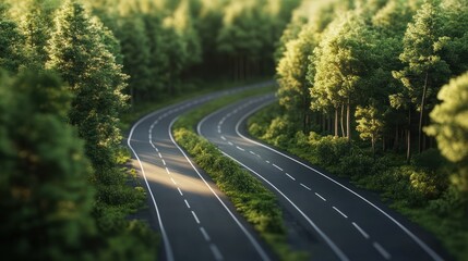 Photo cinematic forest highway