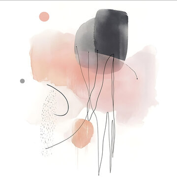 abstract watercolor shapes with lines clip art preview