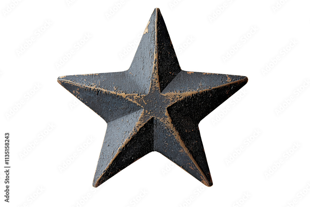 Aufkleber a rustic, five-pointed star with a distressed surface, showcasing a blend of dark colors and subtle 